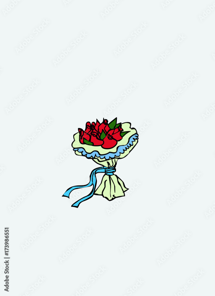 Bouquet of wedding flowers. Vector isolated.