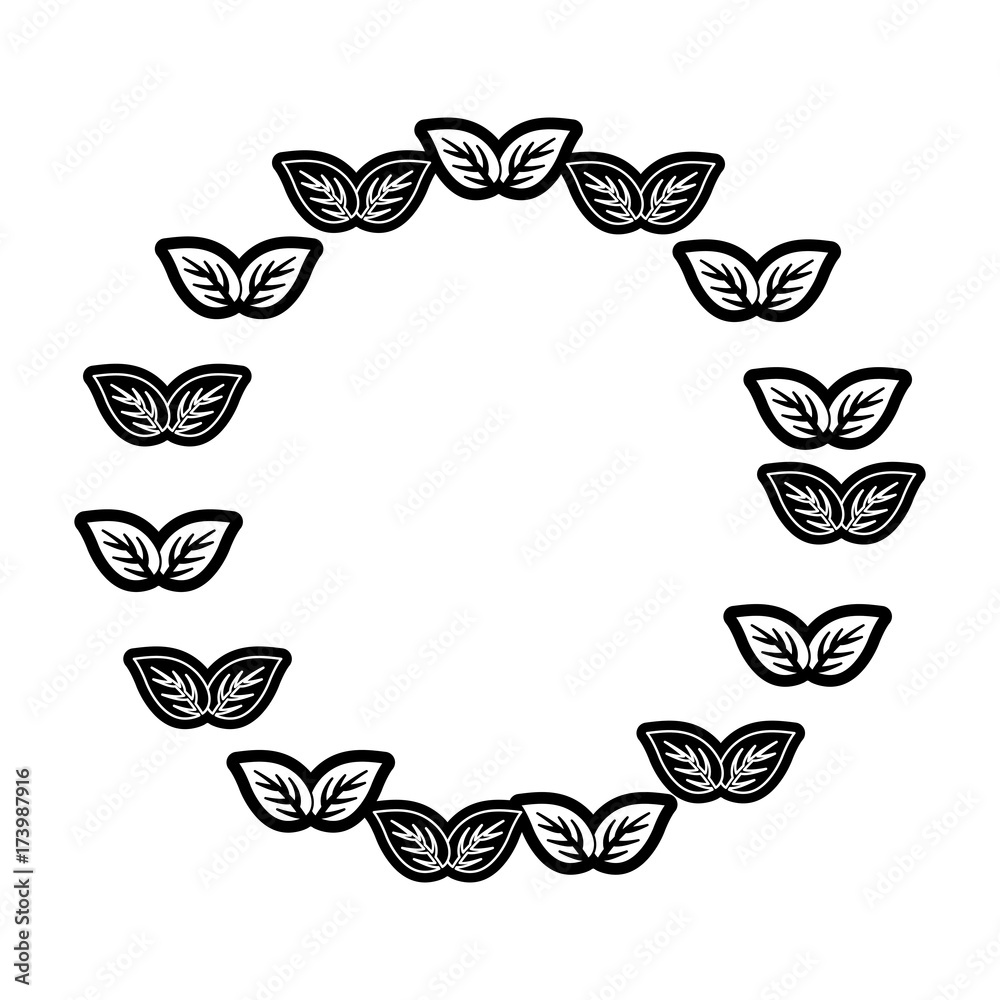 round leaves frame vector  illustration
