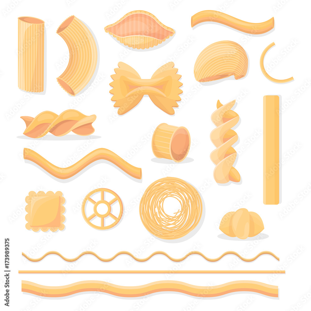 Various Italian Paste Isolated Illustrations Set Various Italian Paste Isolated Illustrations Set