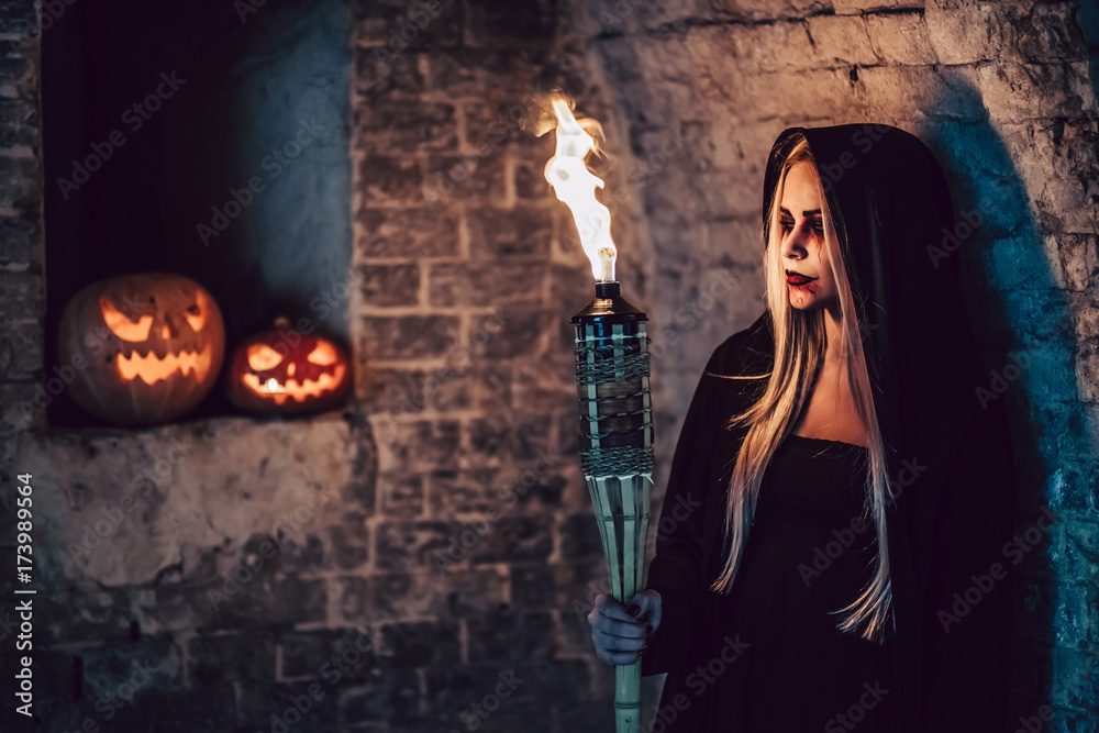 Fototapeta premium Halloween black witch