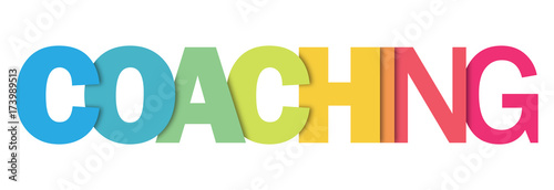 "COACHING" multicoloured letters vector icon