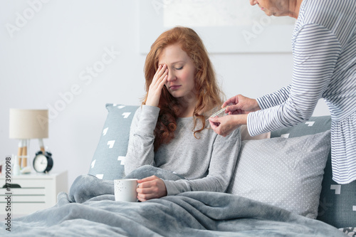 Young woman with sinus infection photo