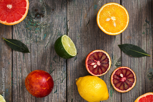 fruits on a gray background