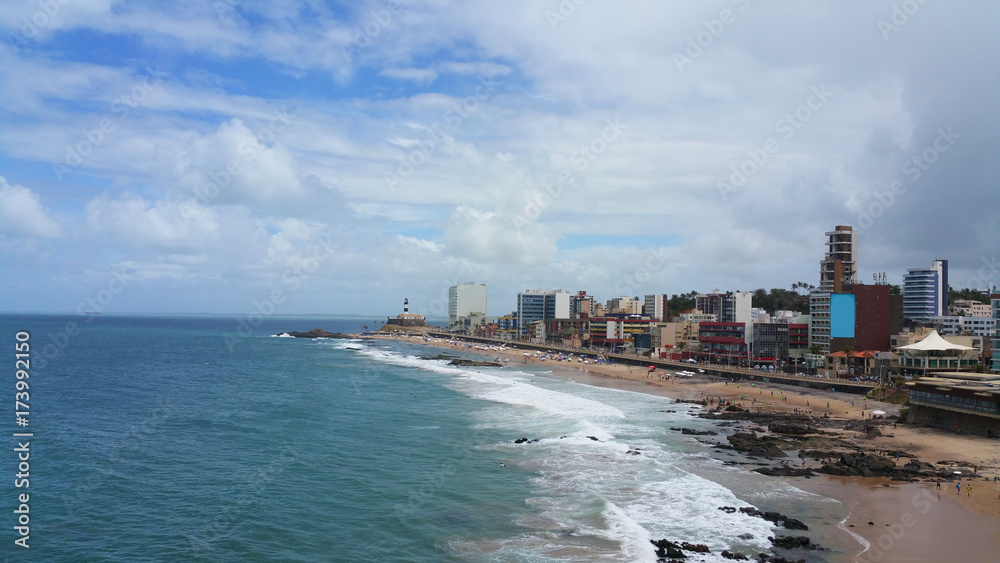 View of Barra beach in Salvador Bahia Brazil