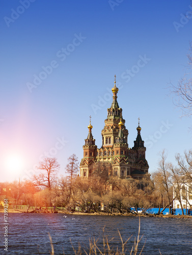 Russia, suburb of Saint Petersburg, the St. Peter and Paul Cathedral in spring