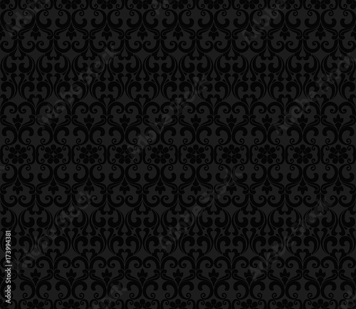 Thai vintage seamless pattern vector abstract background, black on gray