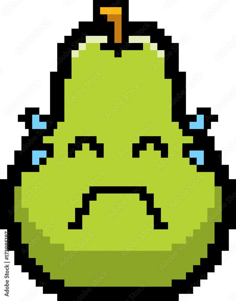 Fototapeta premium Crying 8-Bit Cartoon Pear