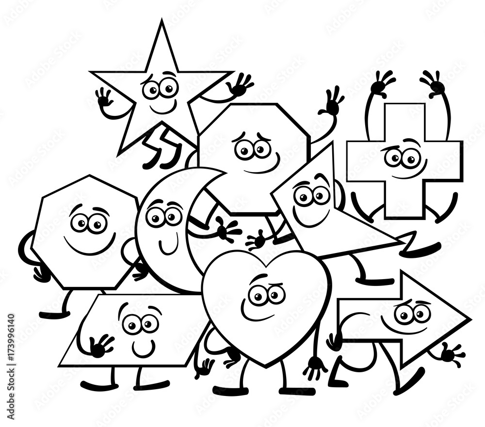 Cartoon Geometric Shapes coloring page