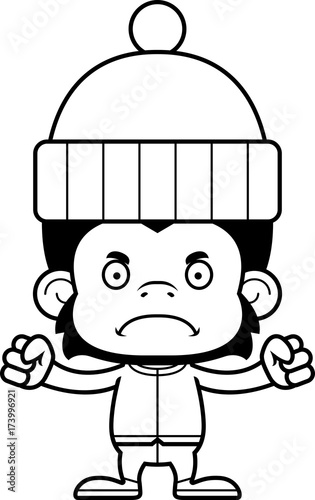 Cartoon Angry Winter Chimpanzee