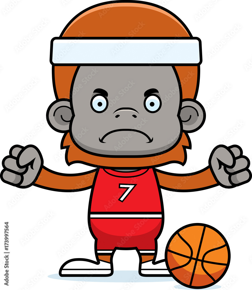 Cartoon Angry Basketball Player Orangutan Cartoon Angry Basketball Player Orangutan