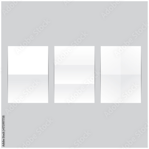 Crumpled folded pieces of a4 paper set. Vector realistic illustration