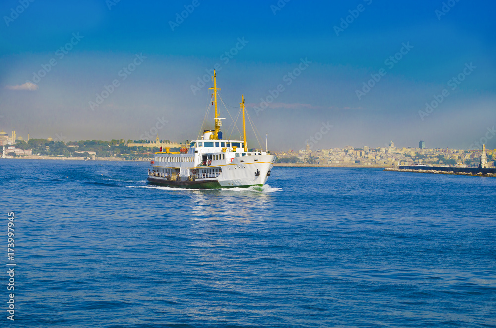 istanbul ferry sailing in to bosphorus sea istanbul turkey