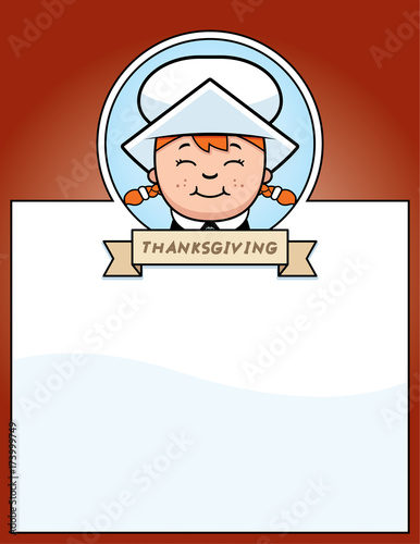 Cartoon Thanksgiving Pilgrim Girl Graphic