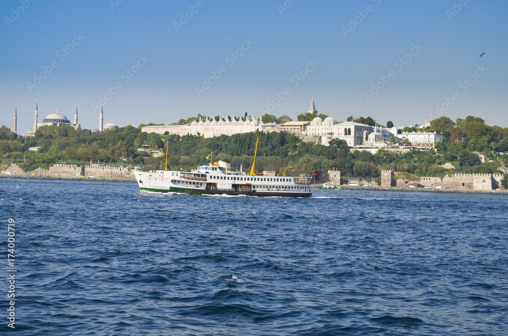 topkapi palace and hagia sophia before marmara sea istanbul turkey