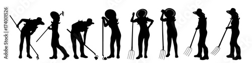 Vector silhouette of woman on white background.