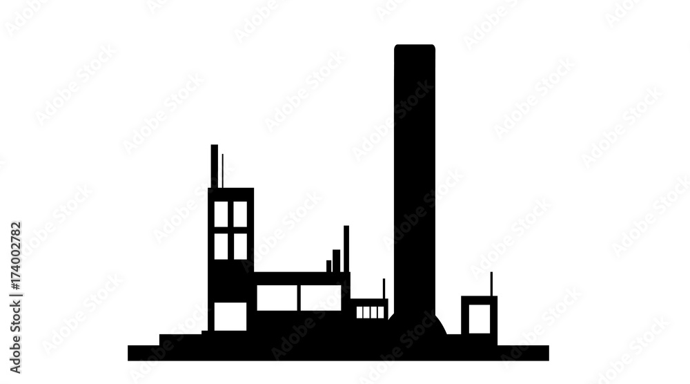 Vector silhouette of factory on white background. Vector silhouette of factory on white background.