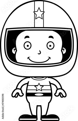 Cartoon Smiling Race Car Driver Boy