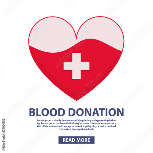 Blood donation. A medical concept design with heart. Flat style vector. An element for the websites and mobile applications clinics and hospitals.