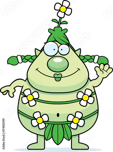 Cartoon Forest Sprite Waving