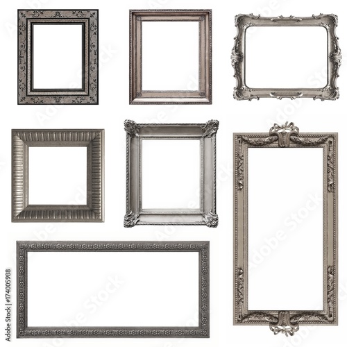 Wallpaper Mural Set of silver  frames isolated on white Torontodigital.ca