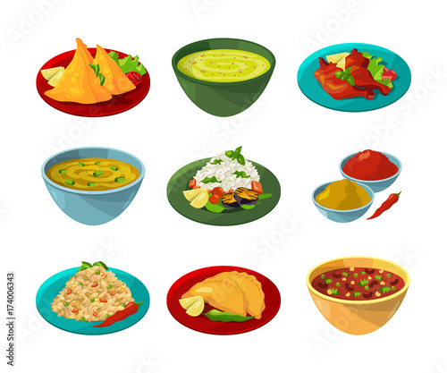 Vector pictures of indian national cuisine