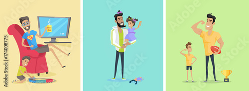Set of Fatherhood Theme Concept illustrations. © robu_s