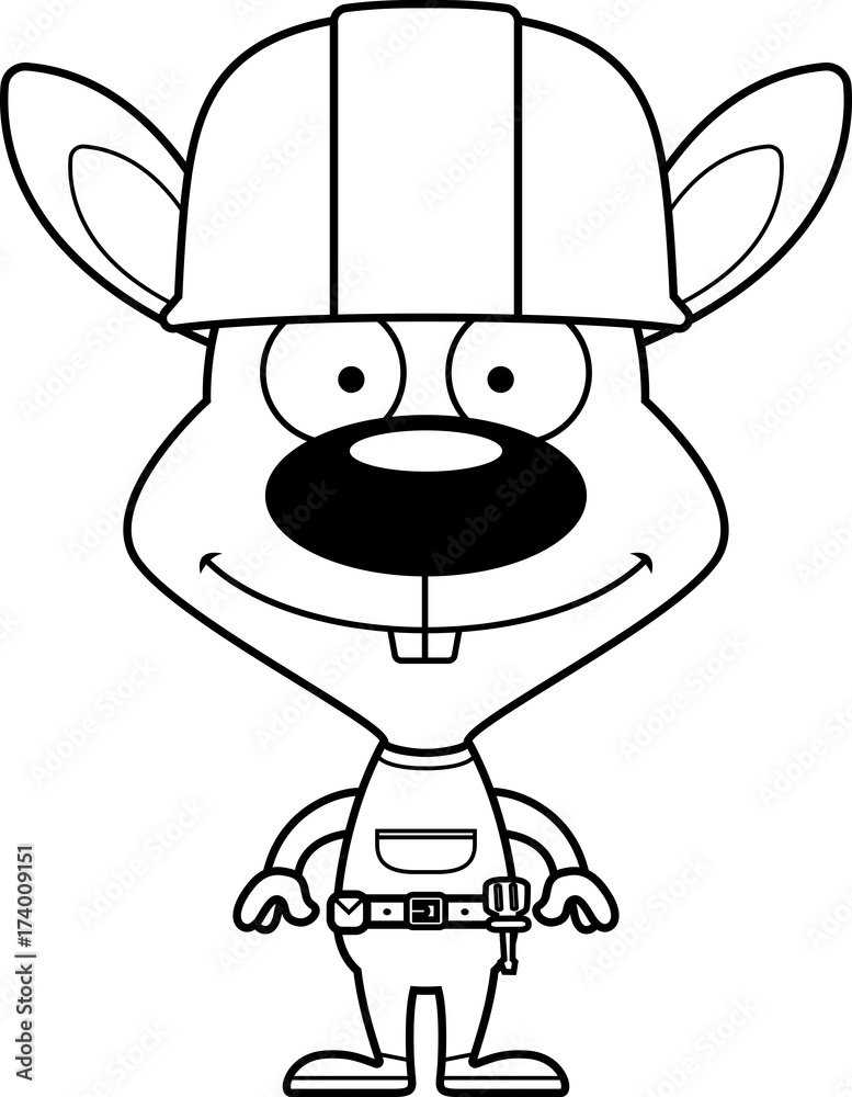 Fototapeta premium Cartoon Smiling Construction Worker Bunny