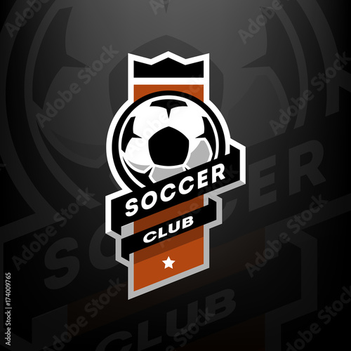 Soccer club logo, on a dark background.