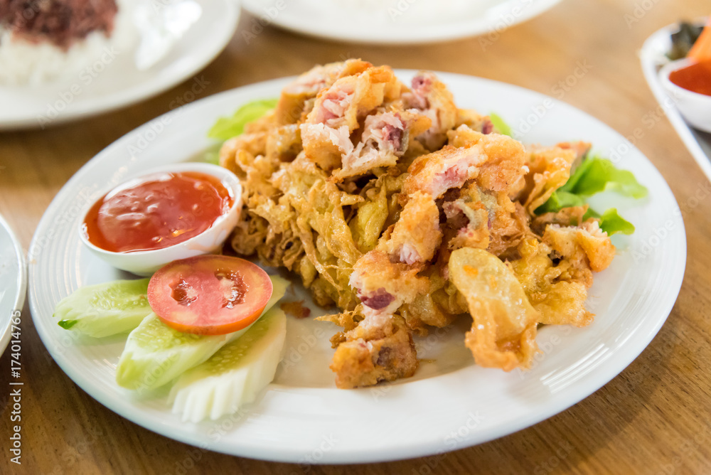 Fish omelette on the dish, Main Course, Thai recipe