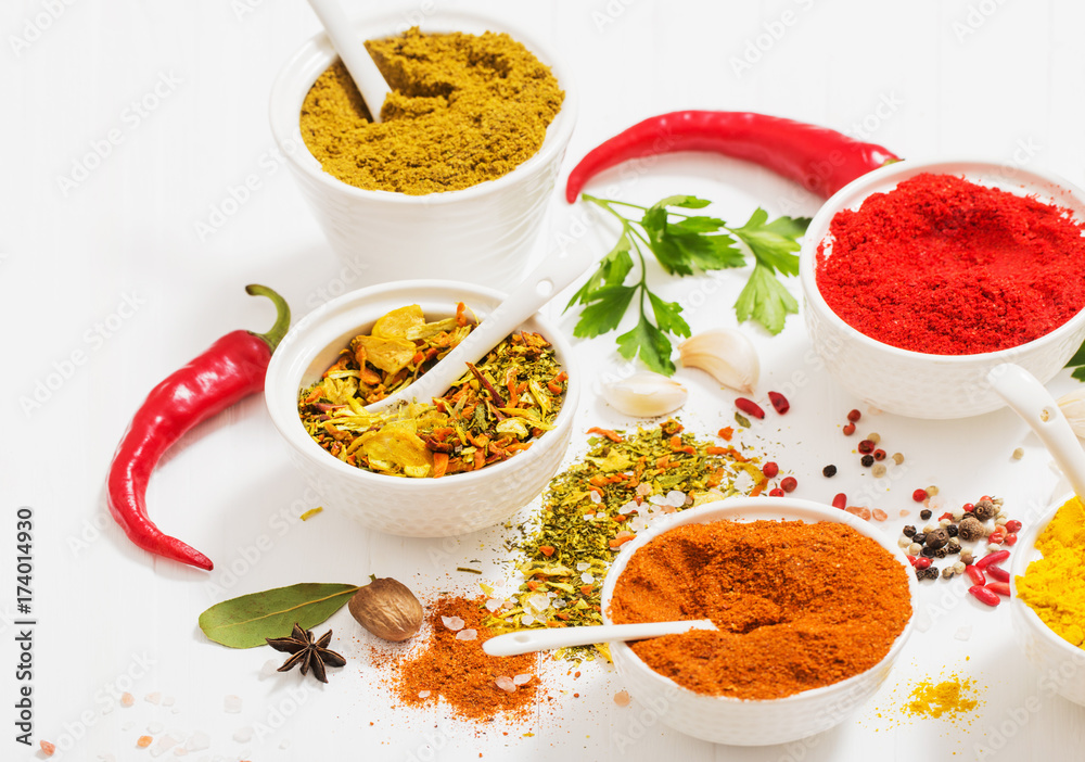 spices on white background
