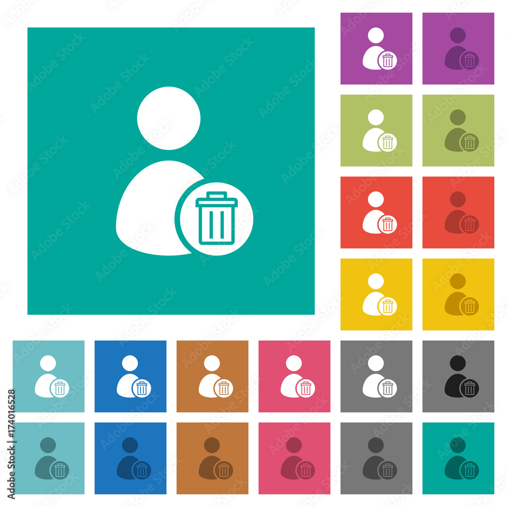 Delete user account square flat multi colored icons Delete user account square flat multi colored icons