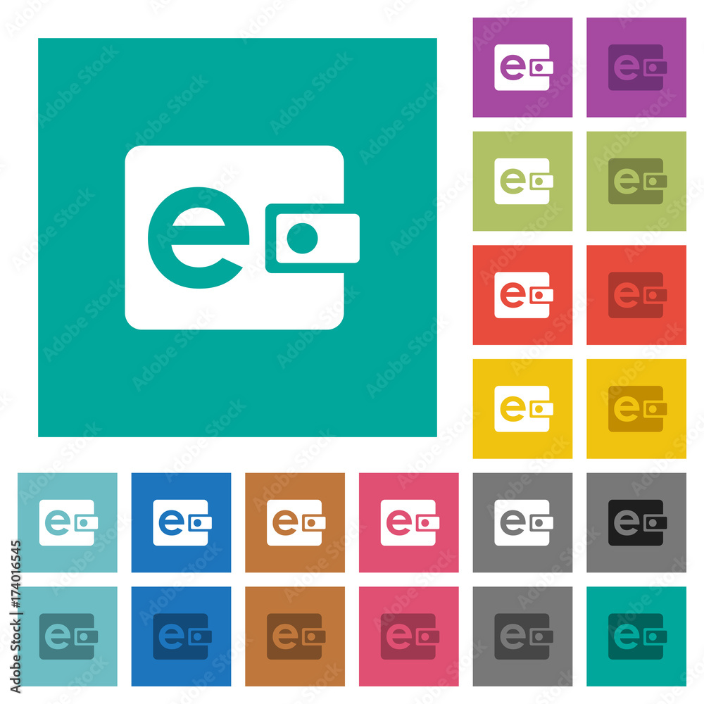 Electronic wallet square flat multi colored icons Electronic wallet square flat multi colored icons