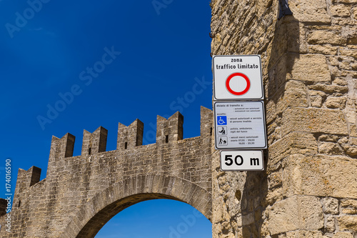 Zona taffico limitato sign in San Marino Italy photo