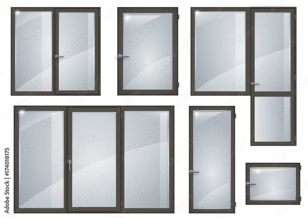 Set of black plastic windows