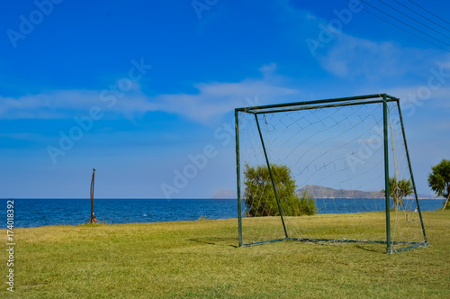 Goal of football on the sand