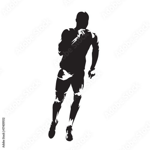 Runner isolated vector silhouette, front view