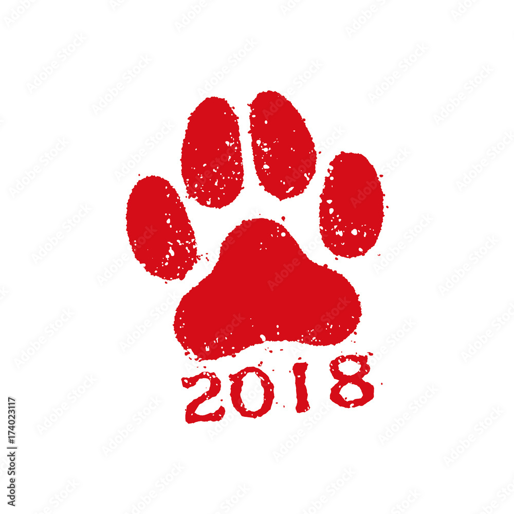 犬足跡 年賀状 スタンプ印 Stock ベクター Adobe Stock