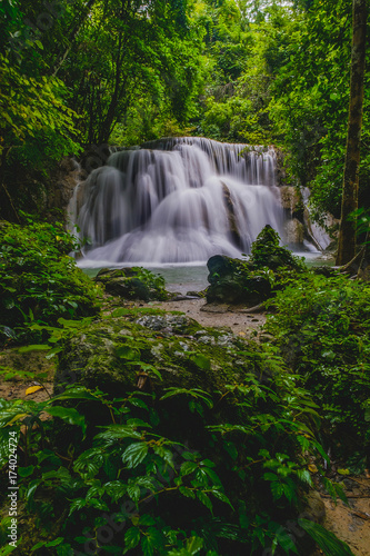 Huai Mae Kamin Waterfall in Kanchanaburi Thailand