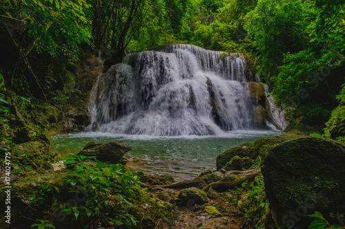 Huai Mae Kamin Waterfall in Kanchanaburi Thailand