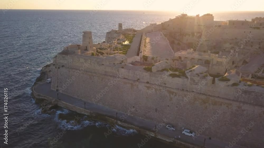 orbiting clockwise around St Elmo fort in Valletta Malta orbiting clockwise around St Elmo fort in Valletta Malta