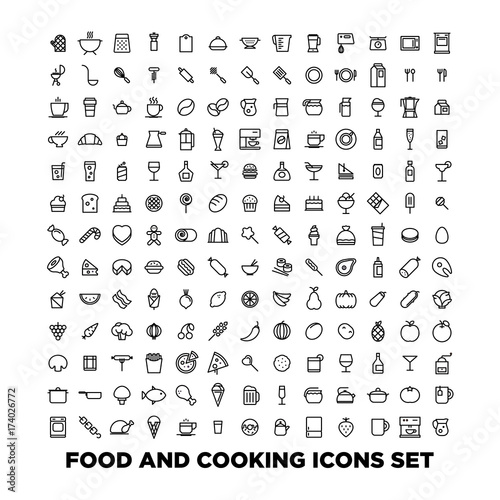 Elegant Food Icons Set Created For Mobile, Web And Applications.