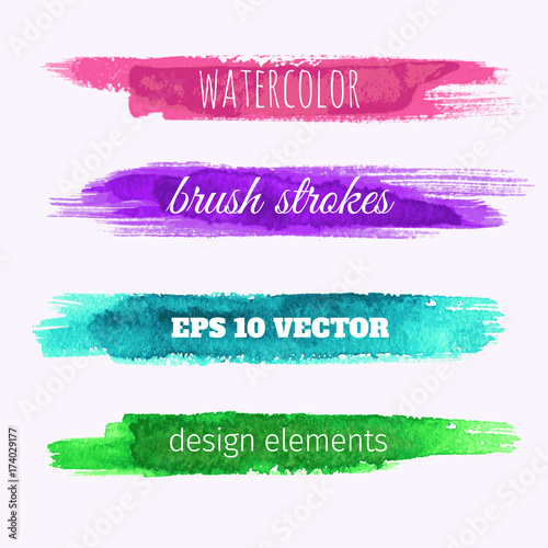 Set of vector watercolor paint texture banners