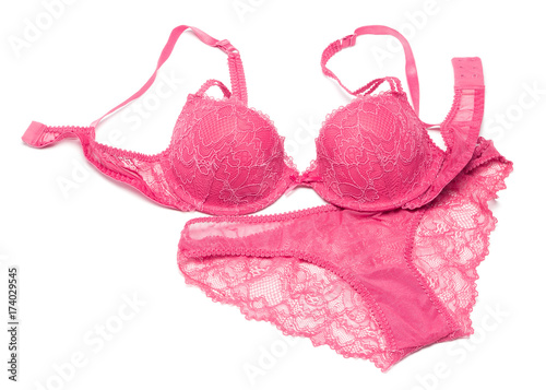 Wallpaper Mural Lace lingerie set pink color on white background Torontodigital.ca