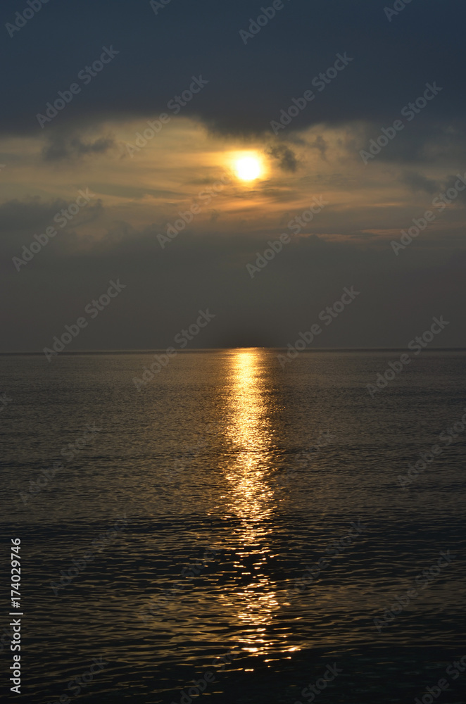 Morning sun at the seaside from Usedom, Germany, upended format