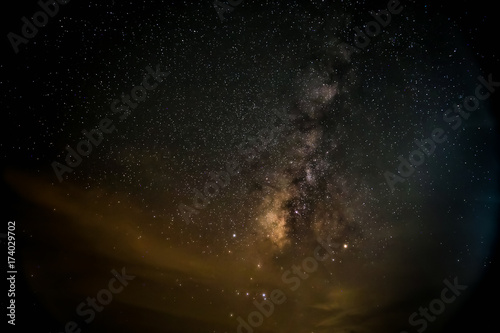 Night sky with milky way in space . © ookawaphoto