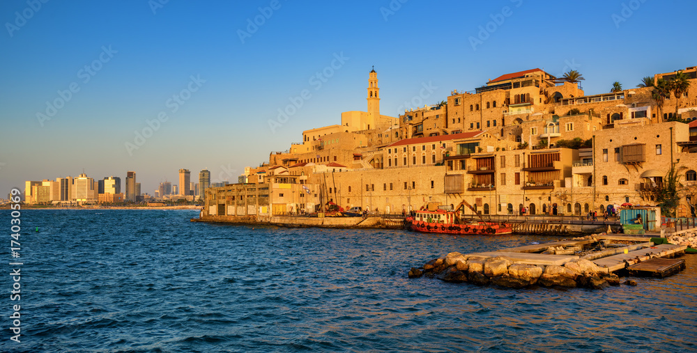 Jaffa Old Town and Tel Aviv skyline, Israel