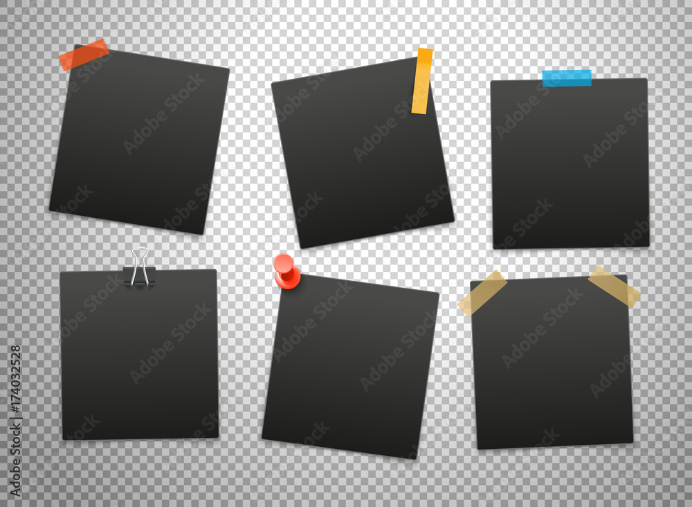 Black frames isolated on transparent background. Vector mockup Black frames isolated on transparent background. Vector mockup