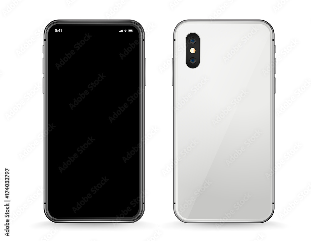 Modern smartphone vector mockup. Front and back view Modern smartphone vector mockup. Front and back view