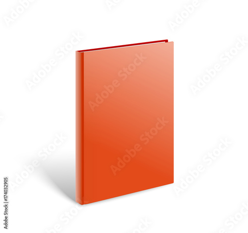 3d blank red book vector mockup. Paper book isolated on white
