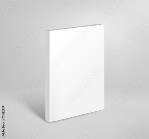 3d blank thin book vector mockup. Paper book template